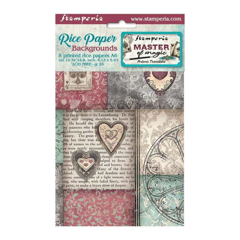 Stamperia Assorted Rice Paper Backgrounds A6 8/Sheets - Master of Magic