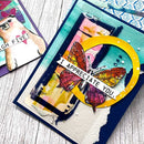 Colorful card with butterfly design and 'I appreciate you' text on a wooden surface.