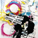 Collage with silhouettes of people, colorful abstract designs, and text 'Stay wild, moon child'.