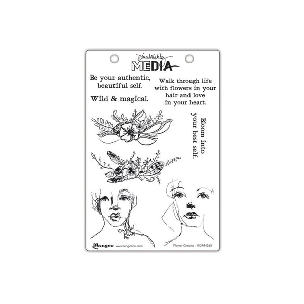 Clear stamp set with floral and face designs on a white background