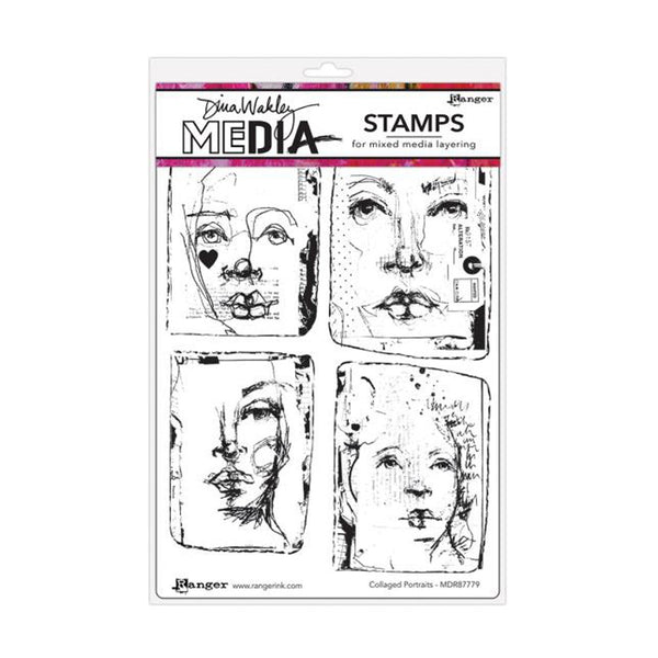 Dina Wakley Media Cling Stamp Set 6" x 9" - Collaged Portraits