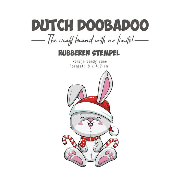 Dutch Doobadoo Rubber Stamp - Konijn Candy Cane