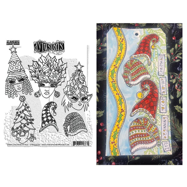 Dyan Reaveley‚Äôs Dylusions Cling Stamp Collections 8.5" x 7" - Dinky Christmas Heads