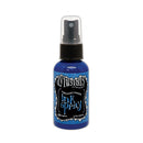 Blue ink spray bottle with black cap on a white background