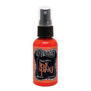 Orange ink spray bottle with black cap on a white background