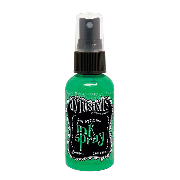 Green ink spray bottle with black cap on a white background