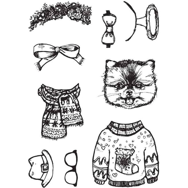 Creative Expressions 6"x8" Clear Stamp Set By Jane Davenport - Merry Cutemas*
