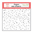 Designer 6x6 stencil with star and dot pattern on Echo Park packaging