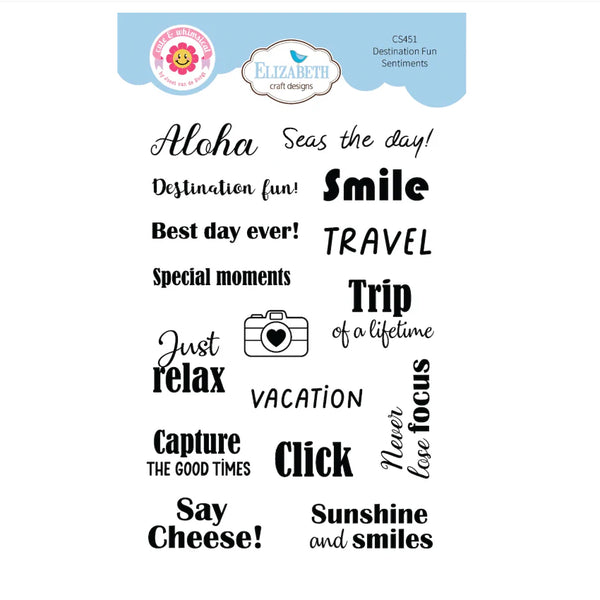 Elizabeth Craft Designs Destination Fun Sentiments Clear Stamps