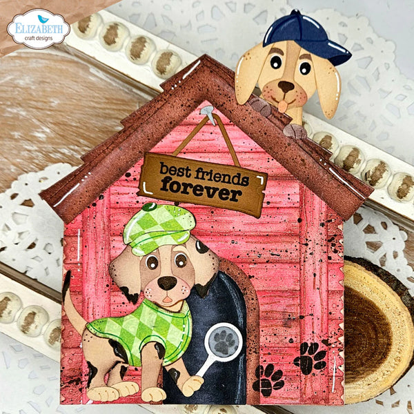 Elizabeth Craft Metal Die Dog House Build A Book