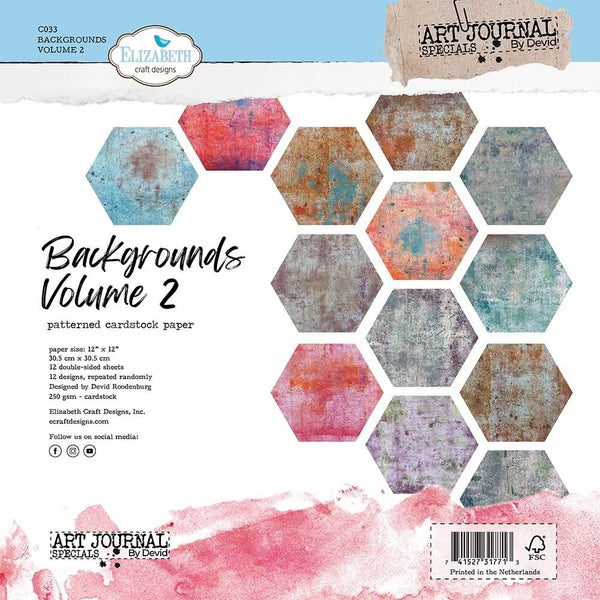 Elizabeth Craft Double-Sided Cardstock Pack 12"X12" Backgrounds Volume 2