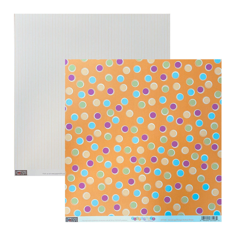 The Paper Loft 12"x 12" Double-Sided Cardstock - Flip-Flops - Gumdrops/Orange Dashed Stripes*