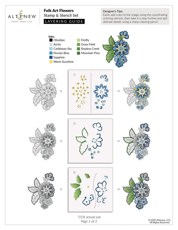 Altenew Folk Art Flowers Simple Colouring Stencil Set*