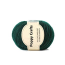 Green ball of yarn with a Poppy Crafts label on a white background