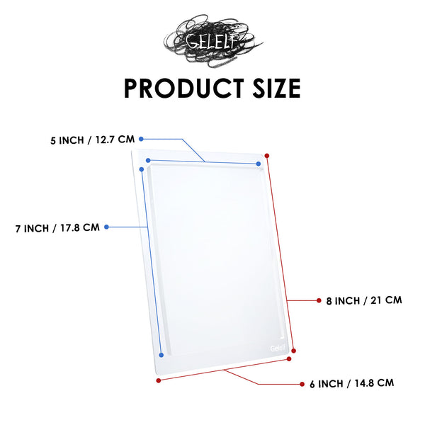 Measurement chart for a product size with dimensions labeled in inches and centimeters, featuring the brand 'Gelato'.