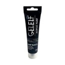 Tube of GELELT acrylic paint in Lamp Black color on a white background