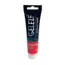 Gelelf acrylic paint tube with black and red design on a white background