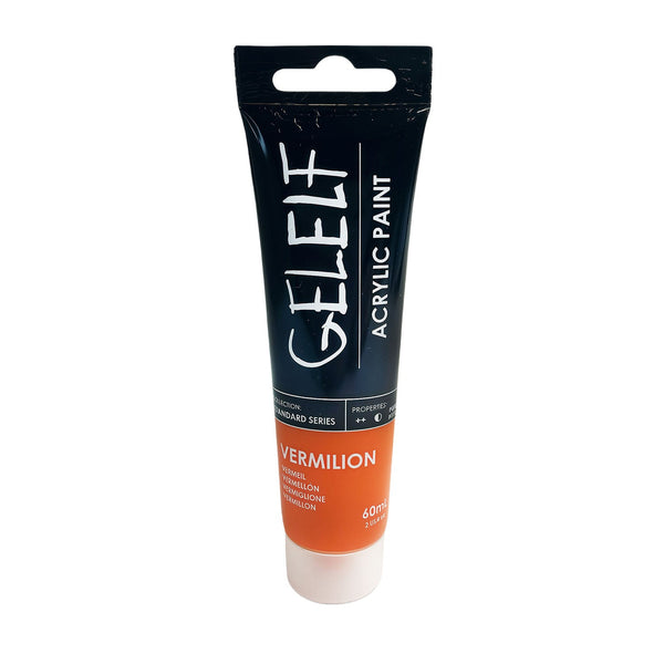 Gelelf acrylic paint tube with black and orange packaging on a white background