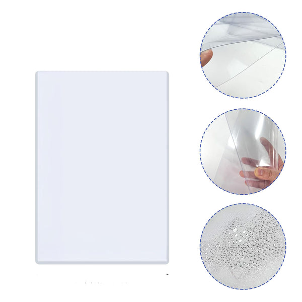 Rectangular sheet with circular insets showing different uses on a white background