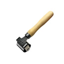 Metal tool with wooden handle on a white background