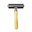 Rubber stamp with wooden handle on a white background