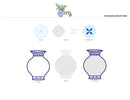 Coordinating stencils guide with floral design and vase patterns on a white background.