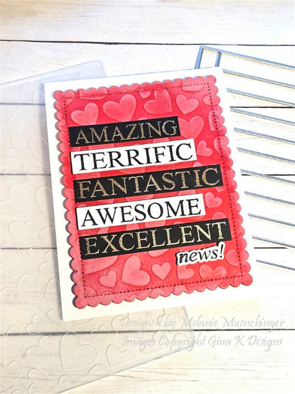 Card with positive phrases and hearts on a white background
