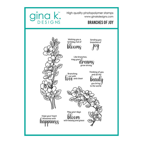 gina k. Designs stamp set with floral designs and sentiments on a white background