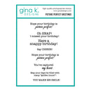 Gina K Designs stamp set with birthday-themed phrases on a white background