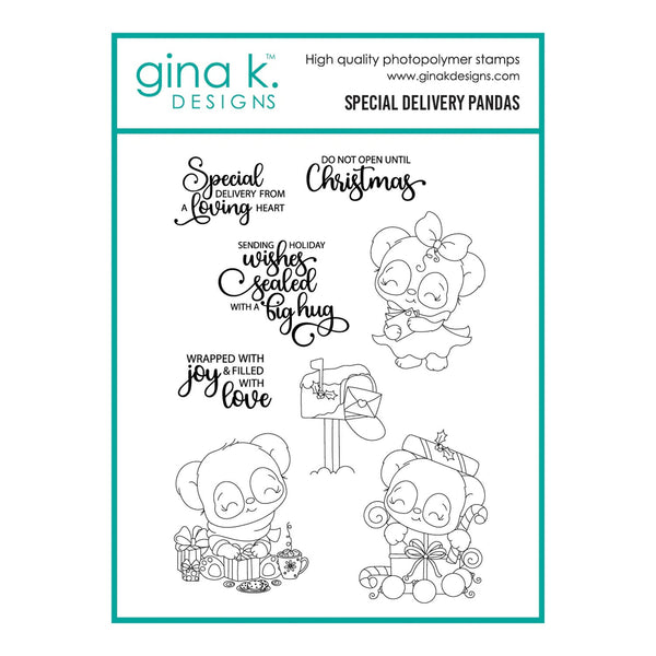 Gina K Designs Clear Stamps - Special Delivery Pandas