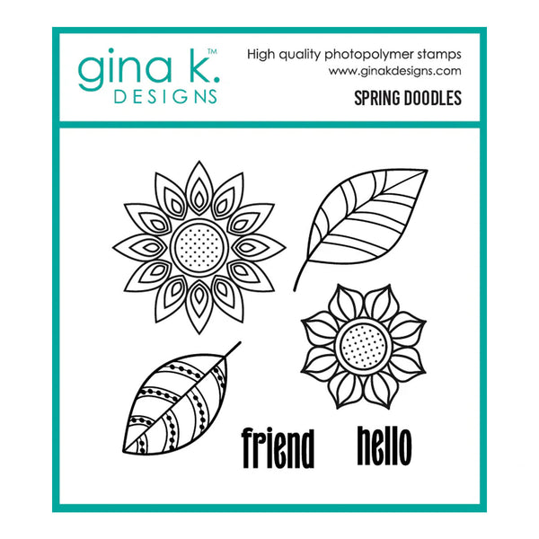 Gina K Designs stamp set with floral and leaf designs on a white background