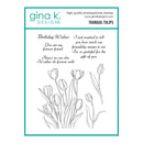 Stamp set with tulip design and text by gina k. DESIGNS on a white background