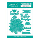 gina k. Designs cutting die set with floral design and text on a teal background