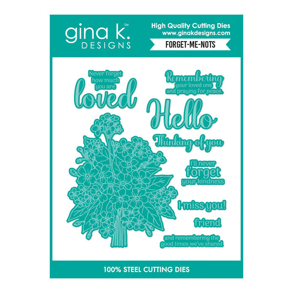 gina k. Designs cutting die set with floral design and text on a teal background