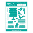 gina k. Designs cutting dies set with various shapes and text on a teal background