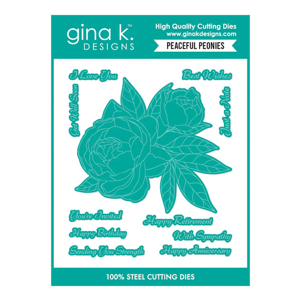 gina k. Designs cutting die set with floral design and text on a teal background