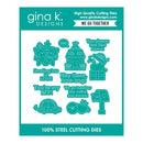 Gina K Designs cutting dies with various shapes and text on a teal background
