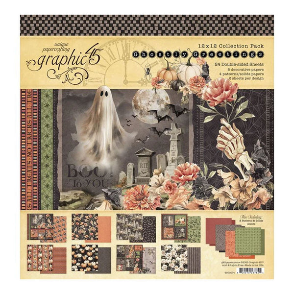 Graphic 45 Ghostly Greetings Double-Sided Cardstock 12"√ó12" - Sit for a Spell
