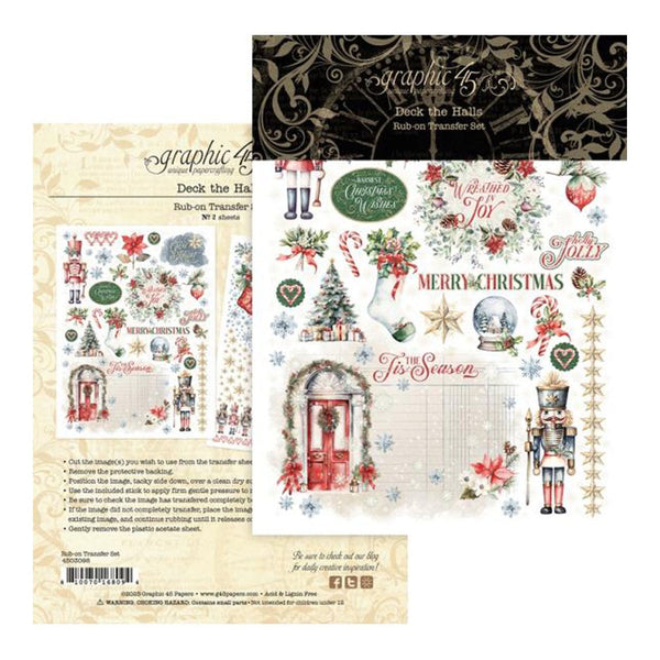 Graphic 45 Deck The Halls Rub-On Transfers