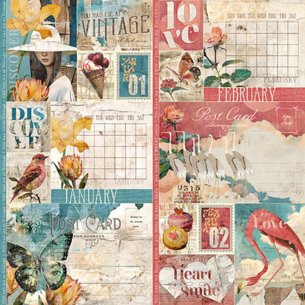 Graphic 45 Journaling Through Time Double-Sided Cardstock 12"x 12" - January & February
