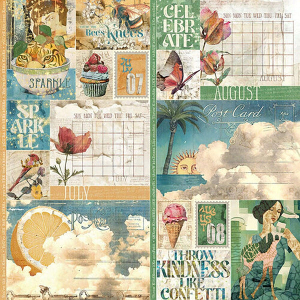 Graphic 45 Journaling Through Time Double-Sided Cardstock 12"x 12" - July & August