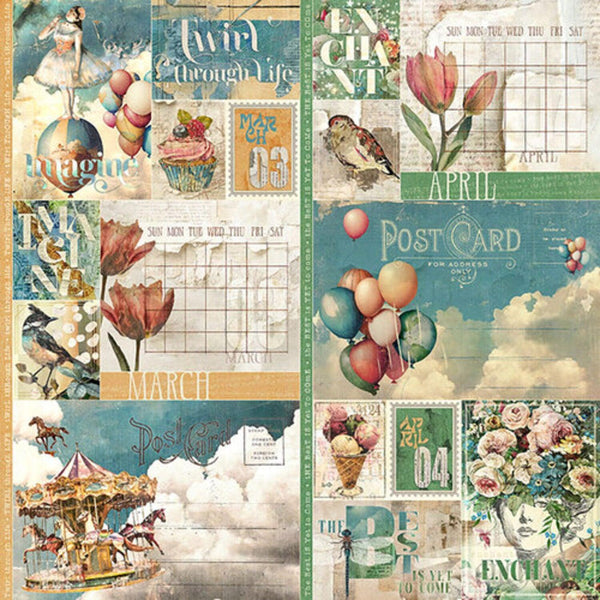 Graphic 45 Journaling Through Time Double-Sided Cardstock 12"x12" - March & April