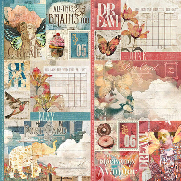 Graphic 45 Journaling Through Time Double-Sided Cardstock 12"x 12" - May & June