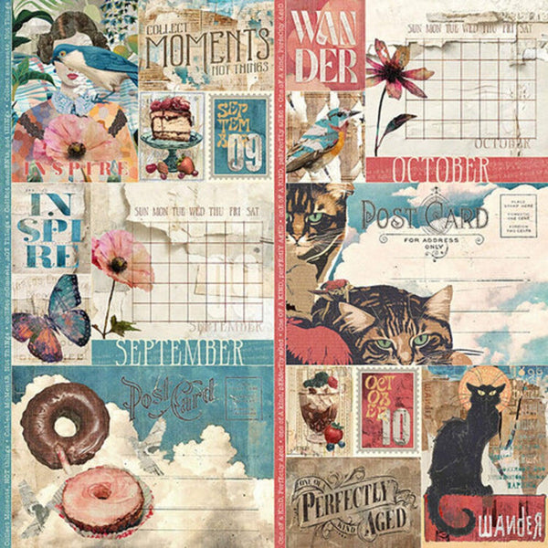 Graphic 45 Journaling Through Time Double-Sided Cardstock 12"x 12" - September & October