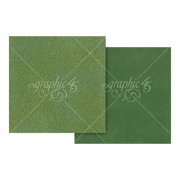 Graphic 45 Wonder Of Oz Pattern & Solid Cardstock 12''x 12'' - Emerald Green