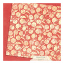 Patterned paper with peach design on a red background, featuring the brand 'Slice of Life'.