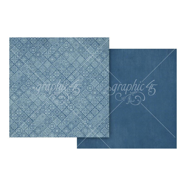 Graphic 45 Scenic Route Double-Sided Cardstock 12"x 12" - Ultramarine Blue