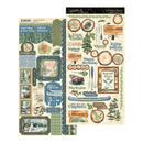 Set of decorative paper sheets with nature-themed designs and text.