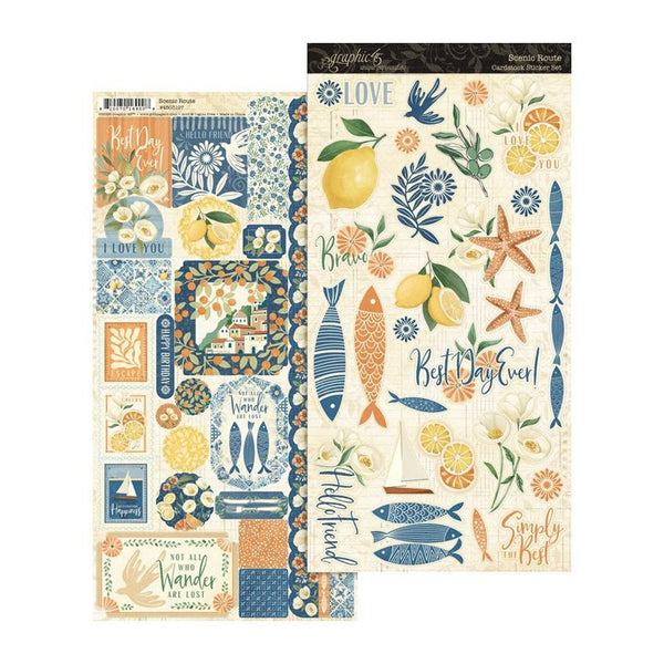 Graphic 45 Sticker Sheet 12"x 12" - Scenic Route