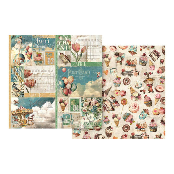 Graphic 45 Journaling Through Time Double-Sided Cardstock 12"x12" - March & April